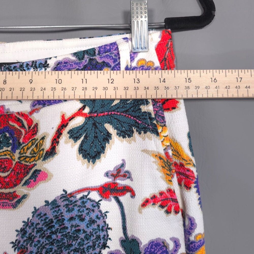 J.CREW Floral Print Cotton Pants White Pockets Straight Leg Mid Rise Size 6 - Picture 5 of 12